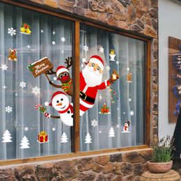 Large Size Merry Christmas Wall Stickers Fashion Santa Claus Window Room Decoration PVC Vinyl Year Home Decor Removable Y201020