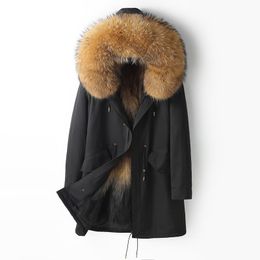 Winter Jacket Men Warm Parka Real Fur Coat Long Jackets Hoodies Raccoon Fur Collar Thickening Tops Plus Size M-5XL Windbreakers Outerwear Overcoat