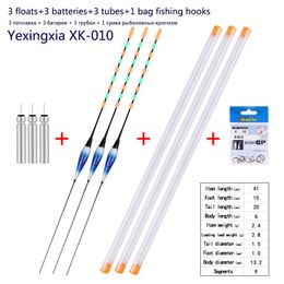 Fishing Accessories 3pcs/lot Nano Electric Floats 3pcs CR425 Float Tube 1 Bag Hooks Luminous Boya Fresh Water Bouy Night TackleFishing