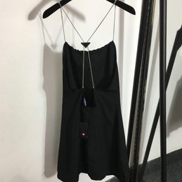 Triangle Chain Dresses Summer Loose Cool Sling Dress Luxury Sexy Strap Skirts Fashion Sleeveless Ladies Dresses260Q