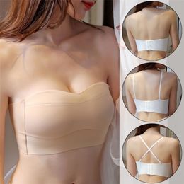 Bandeau Bra Strapless Brassiere Seamless Push Up Bralette Non-wired Bras Invisible Underwear Women Tube Top Boneless Lingerie 220519