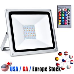 waterproof led flood light Canada - 100W RGB LED Flood Lights with Remote Control, IP65 Waterproof Dimmable Color Changing Floodlight, Wall Washer Light, Outdoor Indoor Decorative CRESTECH168