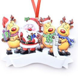 Personalized Family Ornament 2022 Christmas Ornament 2022 Santa Reindeer Xmas Decoration Familyof 1-6 Heads Ornaments with Rope WLL1554