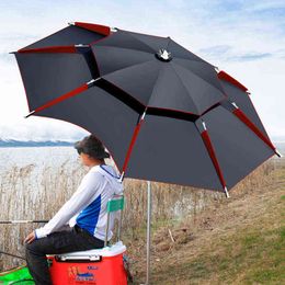 Fishing Umbrella Double-Layer Fold Sun Protection Anti UV Sunshade Waterproof Awning Multifunction Folding Rain Fishing Umbrella H220419