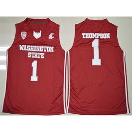 Xflsp #1 Klay Thompson Washington Cougars College Basketball Jersey Embroidery Stitched red