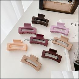 Clamps Hair Jewellery Length 8.5 Cm Frosted Square Korean Women Hollow Out Arc Scrunchies Claw Clips Female Pla Dhbqx