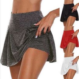 1 Pieces Quick Drying Womens Yoga Shorts High Waist Sports Tennis Dance Running Cycling Fitness Gym Short Skirt 220618