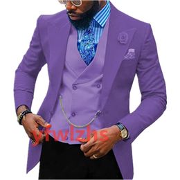 Custom-made One Button Men Suits Peak Lapel Groomsmen Groom Tuxedos Wedding/Prom/Dinner Man Blazer(Jacket+Pants+Tie+Vest) M38