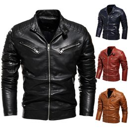 Mens Winter Jacket Lapel Black Leather Motorcycle Jacket Men Biker Coats Pleated Design Smart Jacket Men Warm Fur Lined Slim Fit 201104