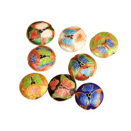 Unique Cloisonne Round Cute Butterfly Beads for Jewelry Making Enamel DIY Earrings Bracelet Necklace Accessories