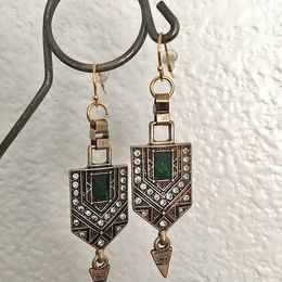 Dangle & Chandelier Fashion Metal Geometric Earrings Womens Ethnic Restoring Ancient Ways Water Set Auger Emerald Diamond Jewellery For GirlsD