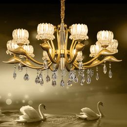 Pendant Lamps Swan Chandelier Fixture American Luxury Crystal Living Room Bedroom Dining E27 110V 220V 230VPendant
