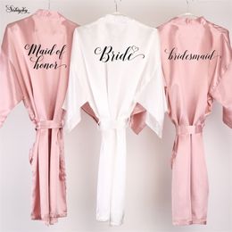 Sisbigdey Dusty Pink Bride Robe Satin Women Bridal Pamas Wedding Slmaid Gift Mother Sister of the Groom S LJ200822