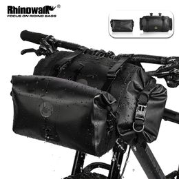 Rhinowalk Bicycle Bag Waterproof Big Capacity Handlebar Bag 2piece Front Tube Cycling Bag MTB Frame Trunk Bike Accessories 220721