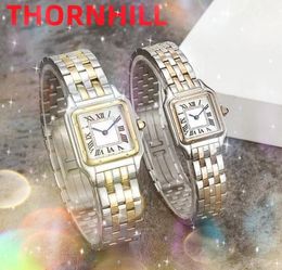 Modelo Top Square Diamonds Ring Lady Watches 27mm e 22mm 316l Aço inoxidável Mulheres importadas Movimento de quartzo rosa relógio de ouro legal, relógio de assistência presente