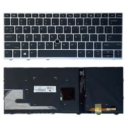 New Repalcement US Backlit Keyboard for HP Elitebook 730 G5 836 G5 735 830 G6 with Silver Frame L15500-001