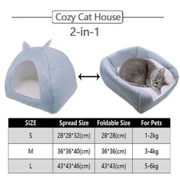 Dropshipping Pet Dog Bed Indoor Kitten House Warm Small for Dogs Nest Collapsible Dog Cave Sleeping Plush Mats Hand Wash 201124
