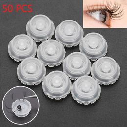 False Eyelashes 50pcs Individual Eye Lashes Glue Holder Grafting Quick Blossom Cup Ring Eyelash Extension Adhesive Stand ToolsFalse