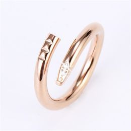 silver nail rings UK - Custom nail ring designer luxury womens mens rings band charming lovely exquisite stainless steel jewelry boyfriend and girlfriend gifts silver rose gold ring