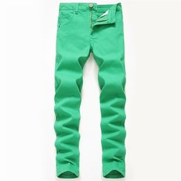 Denim Jeans men's High Stretch Casual Trousers Green Large Size Multicolor Cotton 220328