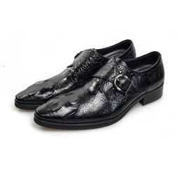 italian dress mens buckle fashion genuine leather business male shoes