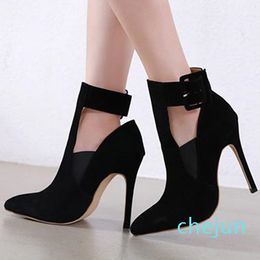 Fashion- Designer shoes women luxury heels black pointed toe pumps with buckle