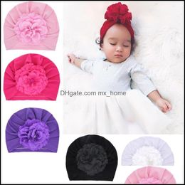 Children Knitted Hat Pearl Flower Flat Eaves Elastic Pleated Solid Colour Headcloth 61 Drop Delivery 2021 Caps Hats Accessories Baby Kids