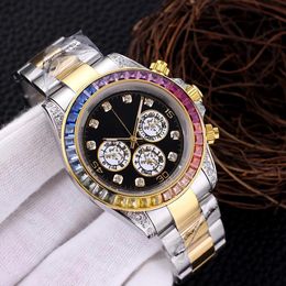 Mens Watch Automatic Mechanical Watches Coloured Diamonds Women Business Wristwatch Waterproof 40mm Montre de Luxe