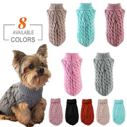 Winter Dog Clothes Chihuahua Soft Puppy Kitten Kitten High Collar Solid Colour Design Sweater Fashion Clothing for Pet Dogs Cats 0801