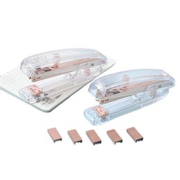 Stapler Durable Fashion Colour Rose Gold Metal Transparent Manual for Office Accessories School Supplies 220510