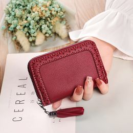 100pcs Card Holders Women PU Hollow Out Decoration Plain More Positions Short Wallet