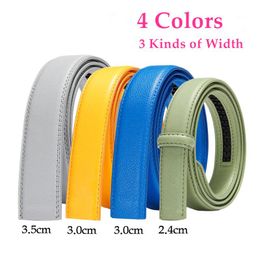 Belts Plyesxale 2.4cm 3cm 3.5cm Width Luxury Designer PU Leather Without Buckle Automatic Ratchet No Holes Belt Men Women B1030Belts