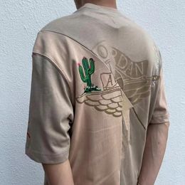 Unisex Tee Letters Cacti T Shirts Men Summer Tops Tees O Neck Casual Tshirts Embroidery High Quality Basketball Freestyle Panelled