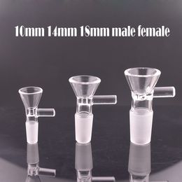 10pcs Thick Round Funnel Glass Bowl Herb Dry Oil Burners With Handle 10mm 14mm 18mm male For Smoking Tools Glass Bongs accessories