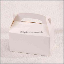 Portable Cake Carton Kraft Paper Cookie Nougat Baking Dessert Packaging Box Candy Gift Wrap Bag 10Pcs Cx220125 Drop Delivery 2021 Bread Boxe