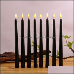 Candles Pack Of 6 Black Led Birthday CandlesYellow/Warm White Plastic Flameless Flickering Battery Operated Halloween Drop Delivery 2021 Ho