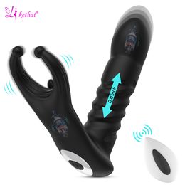 Prostate Massager Anal Plug Vibrators Remote Control Male Masturbator Delay Ejaculation Penis Vibrator Ring Butt sexy Toys