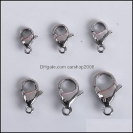 Clasps Hooks Jewellery Findings Components 20Pcs/Lot Stainless Steel Lobster For Making Necklace Bracelet Finding End Connectors Accessories