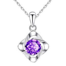925 Silver Necklaces Woman Fashion Jewelry High Quality Crystal Zircon Flower Clover Pendant Necklace