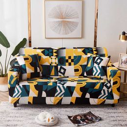Colourful Geometry Stretch Sofa Cover Elastic Corner Couch Covers for Living Room Slipcover Home Decor 1234 Seater 210723