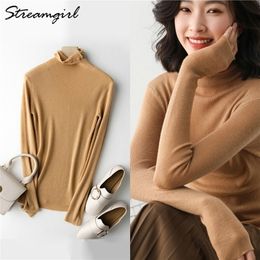 Turtleneck Women Winter Sweater Casual Solid Elsticity Pullover Knitted Woman Sweaters Black Turtleneck Sweater Jumper 201223
