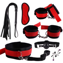 BDSM Kits Adults sexy Toys For Women Men Handcuffs Nipple Clamps Bdsm Bondage Set Erotic Game Couples Accessories