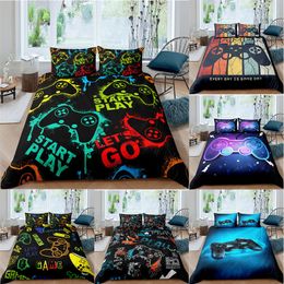 23 Pcs Gamer Duvet Cover Set Bedding Queen King Kids Boys Girls Bed Set Game Quilt Cover Comforter Cover Bedding Set 210309