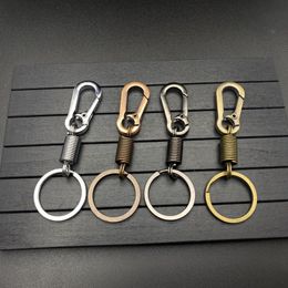 9.5cm Party Favor Car keychain metal spring key chain Alloy double ring buckle Keyring 4 colors