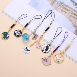 Keychains Cute Animal Round Drop Oil Decor Strap Lanyards For Mobile Phone Keychain Rope Charm Ladies Accessories Gifts Emel22