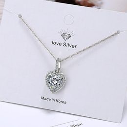 Pendant Necklaces Quality 925 Sterling Silver Forever Love Heart Big Single Cz Charm Necklace Dainty Jewellery For Women Lady ValentinePendant
