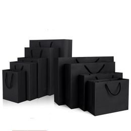 Multi-size Black Gift Wrap Bags with Handles Thicken Matte Shopping Bag of Clothes Shoes other Geocery Mother's Day Crafts Storage