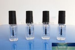 10/30pcs 3ml Mini Cute Clear Glass Empty Square Nail Polish Bottle With Black Cap Brush Glass Nail Bottle