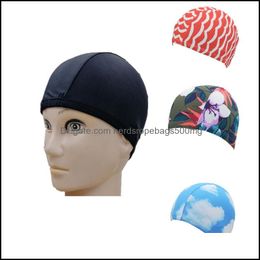 Shower Caps Bathroom Accessories Bath Home Garden Pattern Printing Swimming Cap Nylon Solid Colour Hat Water Proofing Headgear Special For