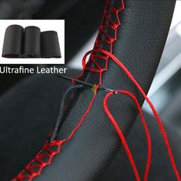steering wheel diy UK - Steering Wheel Covers 36 38 40CM Three Colors DIY Car Cover Braid With Needles And Thread Artificial LeatherSteering